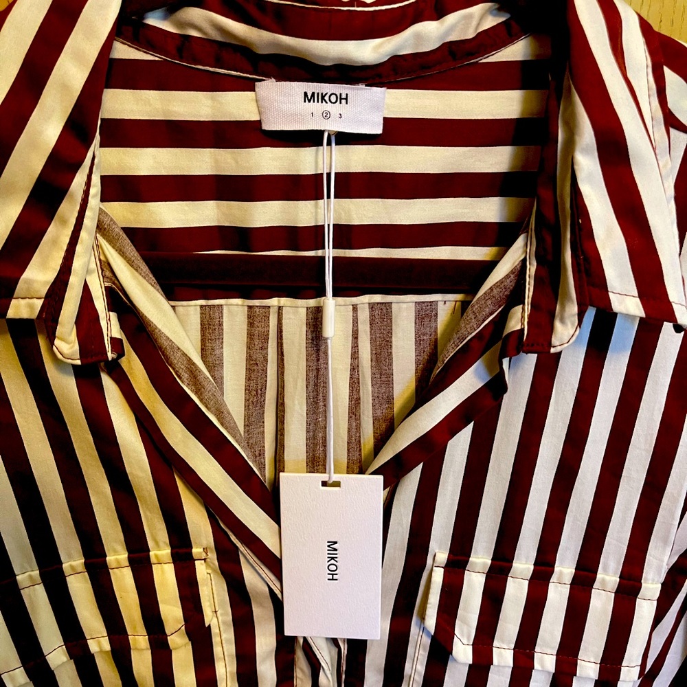 Mikoh long sleeved chocolate brown button down shirt.